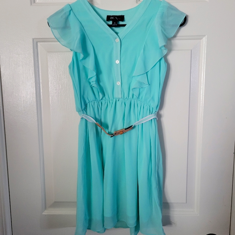 BCX girl- Teal Dress with Belt Girls Size 10